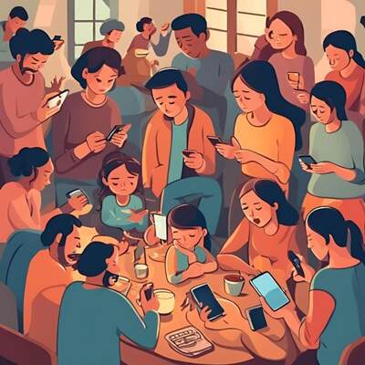 This image refers to the fact that how we are disconnected from our family, friend and loved once because of phones and even after being together, we don't bother about each other and don't celebrate together...